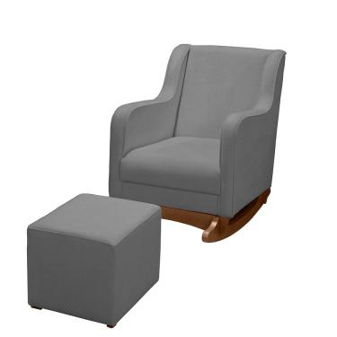 Imagem de Poltrona Amamentação E Balanço áquila Plus - Boucle Cinza C/ Puff - Anjo De Casa