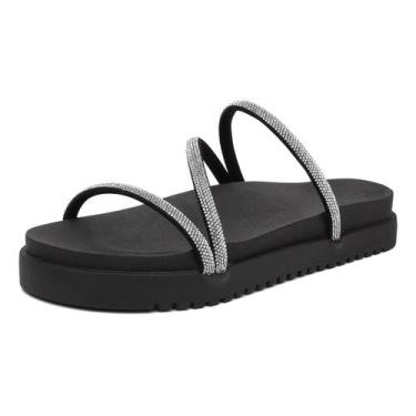 Imagem de Sandália Papete Feminino Casual Conforto C Strass Moda Verão - JCL STO