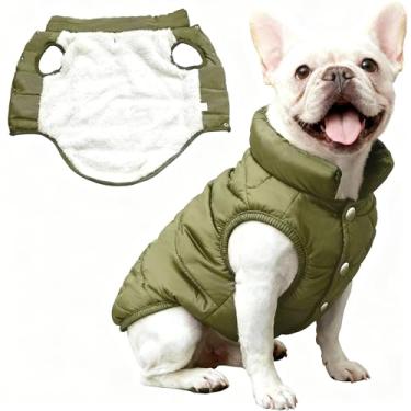 Imagem de Asmea Casaco de inverno para cães, quente, de lã, impermeável, para cães médios, à prova de vento, roupas para cães de Natal para clima frio, verde, G