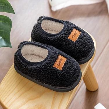 Imagem de Pantufas infantis para meninos e meninas, sapatos para casa, sem cadarço, sapatos leves para caminhada ao ar livre, Preto, 10-10.5 Toddler