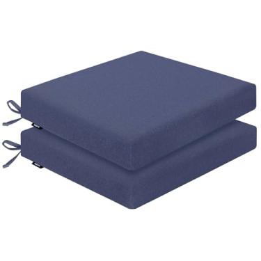 Imagem de Favofamilie Conjunto de 2 almofadas para cadeira de ambiente externo 55 x 55 x 6 cm, resistente à água e desbotamento, durável para móveis de pátio, cadeiras de sofá de jardim, conforto portátil com