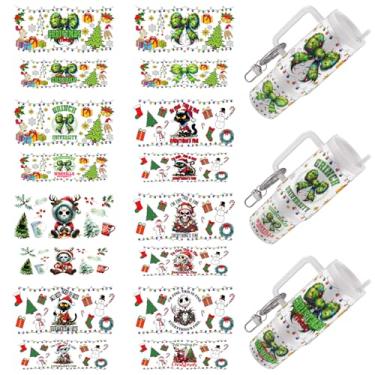 Imagem de Elewins Envoltório UV DTF - 16 folhas de adesivos de transferência fria de Natal para chaveiros de motel, envoltórios Uvdtf DIY para chaveiro de hotel em branco, esfregar à prova d'água em