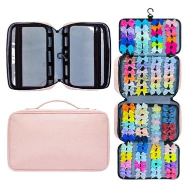 Imagem de MAVIS LAVEN Bolsa de Armazenamento para Acessórios de Cabelo de Bebê Menina, Estojo Portátil para Tiaras e Laços Com 4 Divisórias e 2 Bolsos Transparentes, para Presente de Viagem