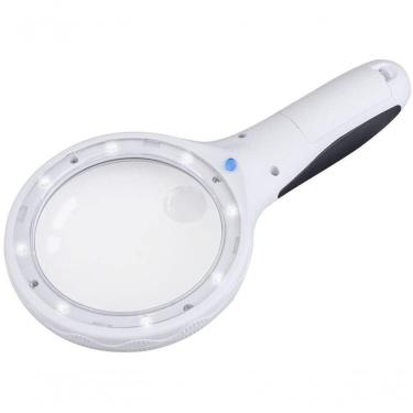 Imagem de Lupa Com 8 Leds E Luz Violeta 3x E 10x Cabo Ergonômico