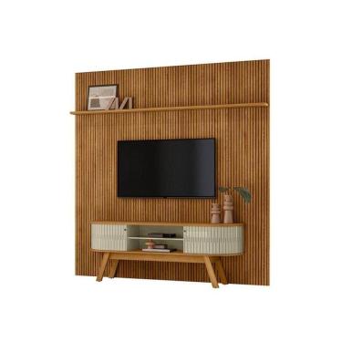 Imagem de Painel Piso Teto New Guaporé Com Rack Bancada Valência New Laguna Cumaru Opala - Madetec