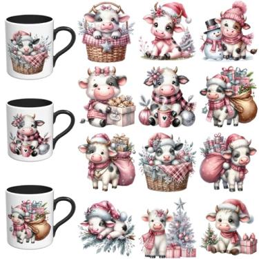 Imagem de Adesivos DTF UV de Natal - 12 folhas de Natal de bezerro UV DTF envoltório de copo para canecas de vidro café, decalques DIY para copos, esfregar à prova d'água em transferências para artesanato