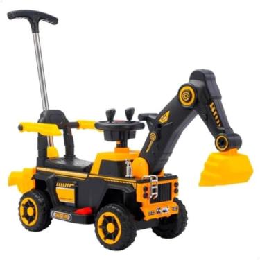 Imagem de Brinquedo Retroescavadeira Elétrica Infantil, Amarela e Preta, 6V, com Pá Móvel, Luzes e Música, Capacidade 30kg, 60x35x38cm, para Crianças Acima de 3 Anos