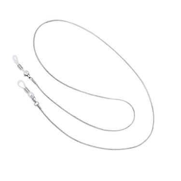 Imagem de Corrente de óculos de sol elegante para adultos e crianças - extremidades de borracha prata ajustáveis - Cordão de aço inoxidável para óculos de sol - Ótima ideia de presente - 70 cm de comprimento -