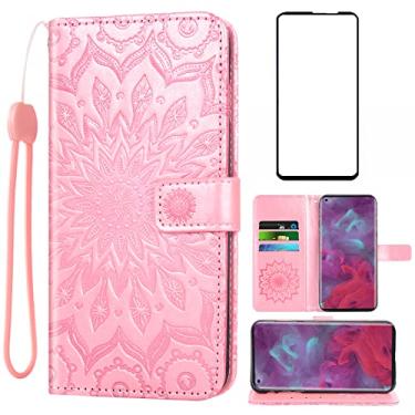 Imagem de Asuwish Capa de telefone para Motorola Moto Edge 5G 2020 capa carteira com protetor de tela de vidro temperado couro girassol capa flip fina suporte para cartão acessórios celular MotoEdge G5 feminino