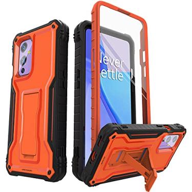 Imagem de ExoGuard Capa de borracha à prova de choque para OnePlus 9, protetor de tela integrado e suporte compatível com o telefone OnePlus 9 (laranja)