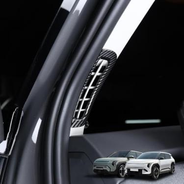 Imagem de Cnaurda Capa de acabamento de moldura de saída de ar de pilar A, capas de acabamento de saída de ar ABS A-Pillar compatíveis com acessórios Kia EV3 LHD 2024-2025 (carbono)