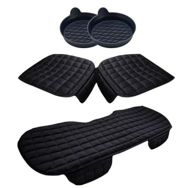 Imagem de Kit Automotivo 5 peças com 3 Capas De Banco Em Suede Confort Dianteiro/Traseiro Com Tapete Em Silicone Para Porta Copos (Preto)