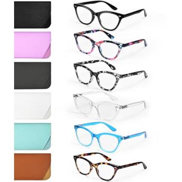 Imagem de cabecade Óculos De Leitura Para Mulheres E Homens, Pacote Com 6, Bloqueio Luz Azul, Dobradiça Mola, Bolsa, Computador 2,5X