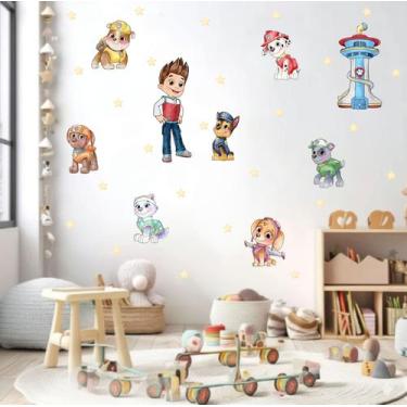 Imagem de Adesivo de Parede Decoração Aquarela Cães Policiais Cute Baby Colorido