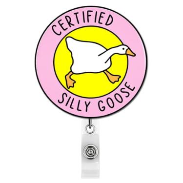 Imagem de Carretel de crachá de ganso certificado Silly Goose retrátil com clipe jacaré, suporte de crachá engraçado para estudantes de enfermagem RN LPN CNA MA trabalhador médico