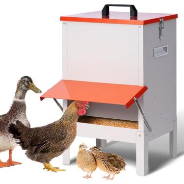 Imagem de PKNYBZH Alimentador automático de frango de 13,6 kg e alimentador de pato, alimentador grande de aves para galinhas, patos, gansos, pombos, cães, gatos (laranja)