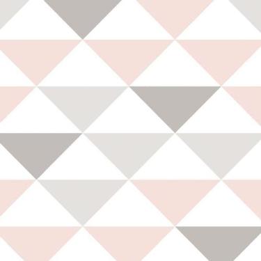 Imagem de Papel De Parede Triangulo Geométrico Cinza Laranja Branco - LRP