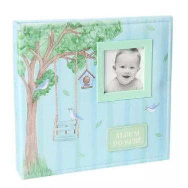 Imagem de Álbum De Fotos Bebê Tecido Ical Para 200 Fotos 10x15, Verde