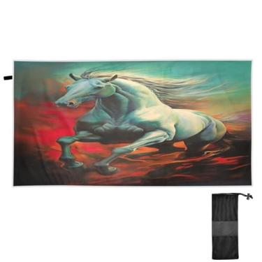 Imagem de ATTX Toalha de praia com pintura galopante de cavalo 76 x 152 cm - Cobertor de microfibra leve de secagem rápida e resistente à areia para piscina, ioga, academia e viagens | Esportes de banho de