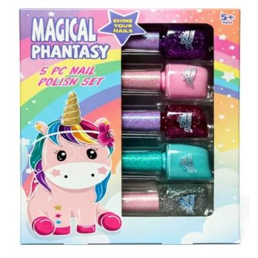 Imagem de Magical Phantasy Kit de Esmaltes Infantis, 5 Unidades, Coleção Unicórnio com Glitter, Cremoso e Lavável, para Crianças a partir de 5 Anos