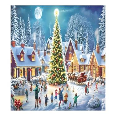 Imagem de SEHANY Capa magnética para lava-louças de Natal Snowy Town, adesivos magnéticos para decoração de Natal para painel de geladeira e lava-louças, decoração de Natal de cozinha doméstica 58 x 66 cm