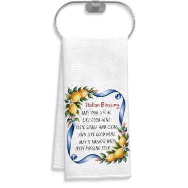 Imagem de CoCray66 Italian Blessing May Your Life Be Like Good Toalha de cozinha de vinho - Toalha de limão italiano presente para amantes de limões - limão italiano retrô - presente de inauguração de casa