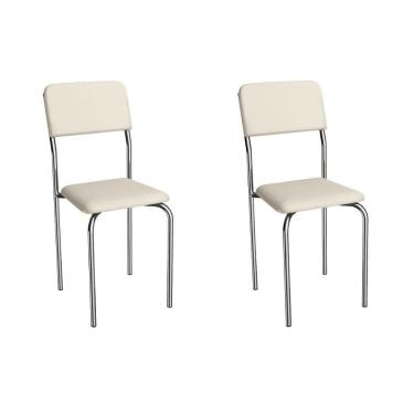 Imagem de Cadeira Sala De Jantar Ibiza 2c133cr Aço Kit 2 Un Cromado/ano Bege - Kappesberg