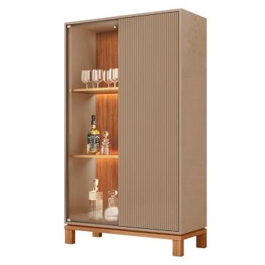 Imagem de Cristaleira Porta De Vidro Com Led 90cm Lucca Areia/freijó C01 - Mpozenato