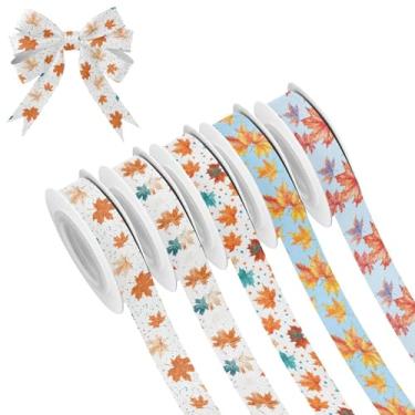 Imagem de SEHANY 5 rolos de fita de Natal 0,59 polegadas 5 jardas folhas verdes fitas de tecido festival fitas de cetim fitas decorativas de Natal para embrulho de presente faça você mesmo artesanato grinalda