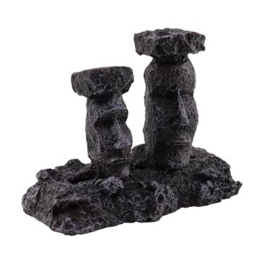 Imagem de Tighall Estátuas Moai Decorações de Aquário, Decoração de Pedra de Ar para Tanque de Peixes, Pedra de Bolha Especial para Decoração de Aquário, Acessórios de Tubulação de Linha Aérea para Oxigenação