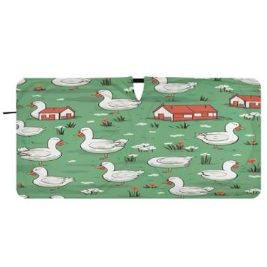 Imagem de Blueangle Para-brisa de patos de desenho animado - 149.9 cm x 76.2 cm dobrável carro janela dianteira para-sol blocos raios UV viseira de sol (182)