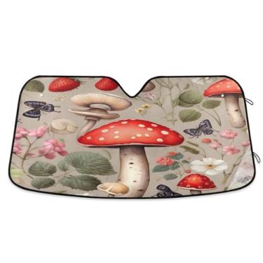 Imagem de ATTX Para-brisa de carro Mushroom Morango 144.8 cm x 80.0 cm Protetor solar universal com proteção UV, persiana de janela frontal automática dobrável para Sedans SUVs caminhões #8