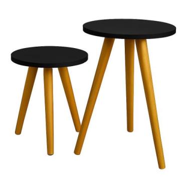 Imagem de 2 mesas Jogo De Mesa Canto Pé Palito 2 Tripe Redonda Fosca 30x30 - VIT