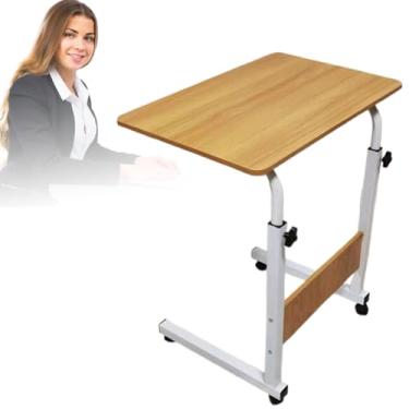 Imagem de HGTRH Mesa de pé, mesa móvel para laptop com 4 rodízios 60/80x40 cm 70-90 cm, faixa de elevação, pequena, fácil de instalar, mesa, sofá, mesa para escritório doméstico D 80 x 40