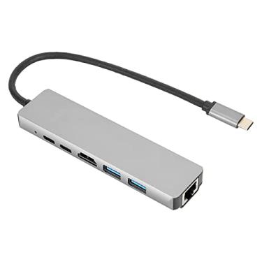 Imagem de SUNGOOYUE Hub 6 Em 1 Tipo C, Liga de Alumínio, Transferência de Dados USB 3.0, 4K, Ethernet RJ45, Compatível Com Laptops, Smartphones, Tablets