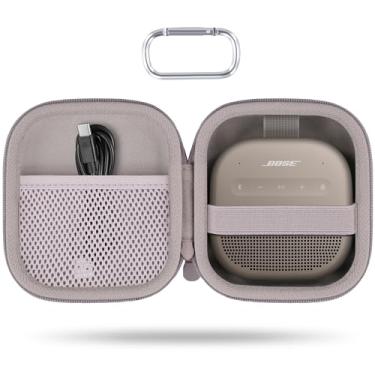Imagem de Capa protetora rígida para alto-falante Bluetooth portátil Bose New SoundLink Micro 2ª geração, estojo de viagem portátil com mosquetão (areia) - co2CREA