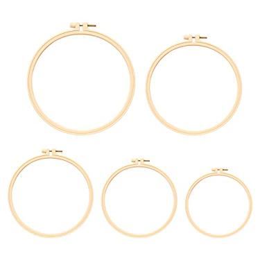 Imagem de 5PCS Conjunto de Aros Bordado Ajustáveis Kit Iniciante Anel Costura à Mão para Arte com Fio Projeto DIY Presente Artesanato Portátil
