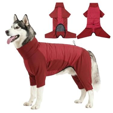 Imagem de Casaco para cães médios e grandes, jaqueta de inverno impermeável para cães para clima frio, terno de neve com quatro pernas, M