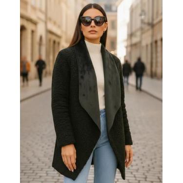 Imagem de Casaco Feminino Pontas Fleece Térmico Ultra Leve Zanca Modas, P, Preto