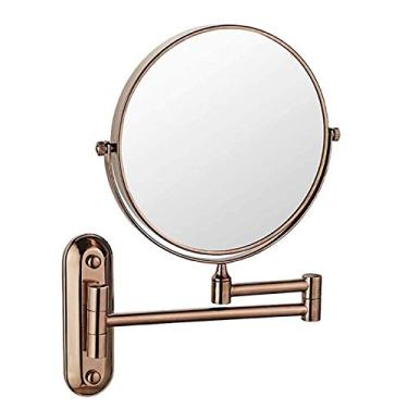 Imagem de Espelho de maquiagem montado na parede, espelho de maquiagem redondo espelho de banheiro de 20 cm, rotação retrátil 360 perfeito para banheiro