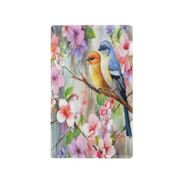 Imagem de Wassud Pássaros na árvore florida (2) placa de cobertura de interruptor de luz, 1 capa de tomada em branco placa de parede decorativa decoração de casa sala de estar quarto