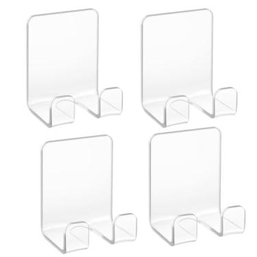 Imagem de Bilkeru Ganchos adesivos transparentes ganchos de chuveiro de acrílico suporte de barbeador autoadesivo à prova d'água suporte de navalha banheiro cozinha organizador para pendurar chave roupão toalha