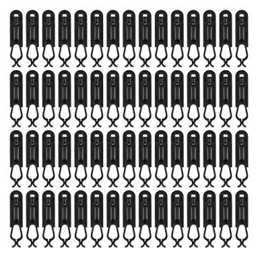 Imagem de Clipes de luz de natal, plástico macio, flexível, à prova d'água, durável, ganchos de calha para decorações de árvores de natal ao ar livre, luzes de corda, 60 peças (Preta)