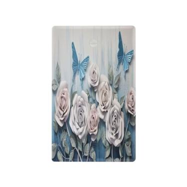 Imagem de Wassud Placa de cobertura de interruptor de luz rosas e borboletas, 1 capa de tomada em branco placa de parede decorativa decoração de casa sala de estar quarto