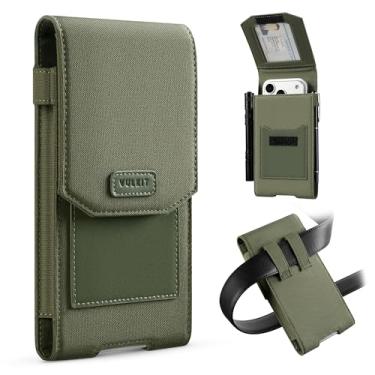 Imagem de VULKIT Coldre para celular compatível com iPhone Series, série Galaxy, Moto, ajuste universal, com janela de identificação e compartimento para caneta, suporte de cinto de telefone de nylon resistente