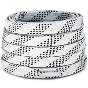 Imagem de Lacesgian Cadarços de skate de hóquei no gelo de poliéster encerado de grau profissional – Cadarços de substituição duráveis com ponta moldada para patins de gelo e botas, Branco, 96"/240cm