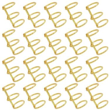 Imagem de Murtenze Pacote com 20, 3 anéis, fichários de metal de folha solta, dobradiça de encaixe para escritório, faça você mesmo, diário, foto (ouro)