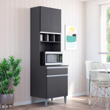 Imagem de Armário Paneleiro Torre Andréia Multiuso AJL Móveis, Cinza