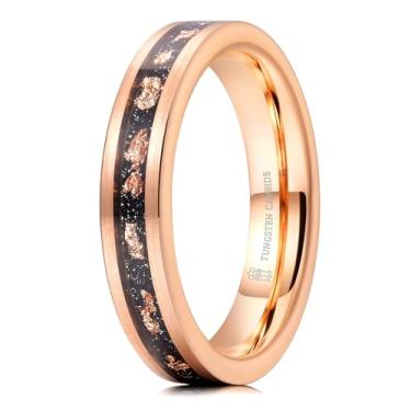 Imagem de THREE KEYS JEWELRY Anel de noivado de tungstênio de 4 mm/8 mm preto/ouro/ouro rosa anel de noivado personalizado para homens mulheres casal ajuste confortável acabamento fosco borda central incrustado