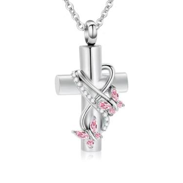 Imagem de Colar de urna de borboleta para cinzas para mulheres cruz infinito cremação pingente de cinza para animal de estimação humano lembrança joia memorial, Cristal, Sem Pedra Preciosa